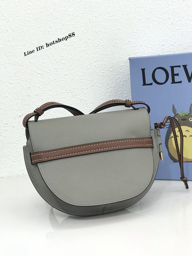 Loewe專櫃2022新款全皮拼色馬鞍包 羅意威MiniGateDual手袋 男女款單肩斜挎腰包胸包 10183 lyw1287